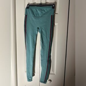 Fabletics Teal thick knit Leggings with Stripes